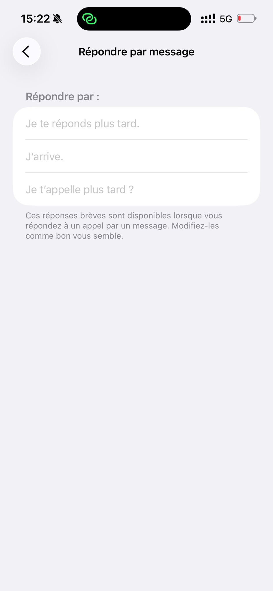 Saisie de la réponse par message